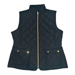 Black Quilted Vest with Gold Zipper